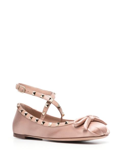 Valentino Garavani Rockstud satin ballet flats - Pink