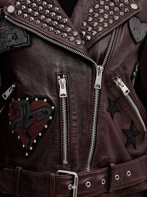 AllSaints ramoneska skórzana COLLEGE kolor bordowy przejściowa W138LB