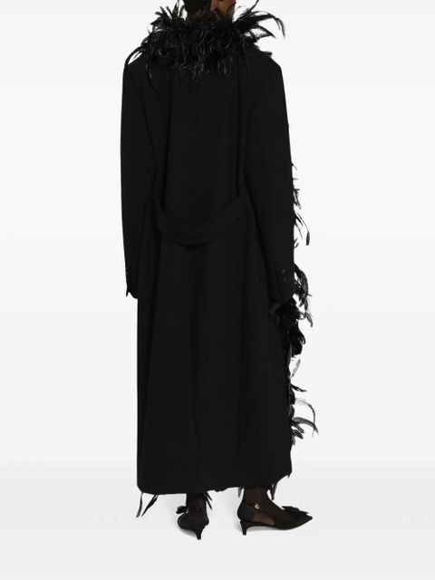 Dolce & Gabbana feather-trim coat - Black