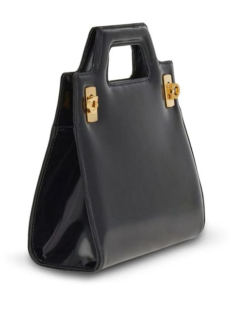 Ferragamo mini Wanda calf leather tote bag - Black