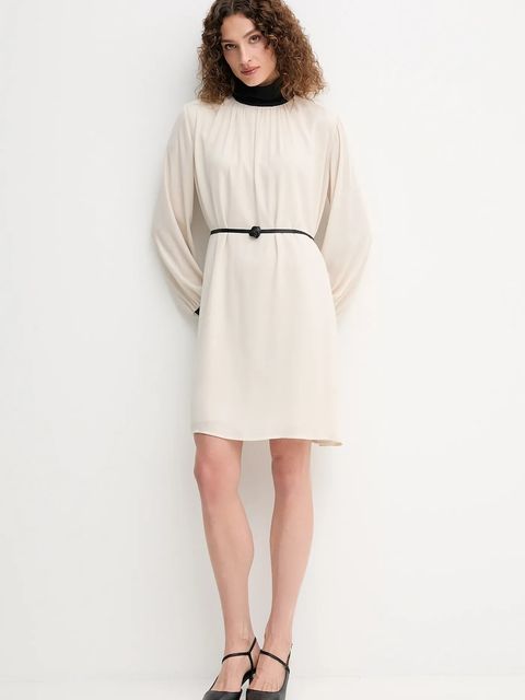 Gaudi sukienka kolor beżowy mini rozkloszowana 521FD15018