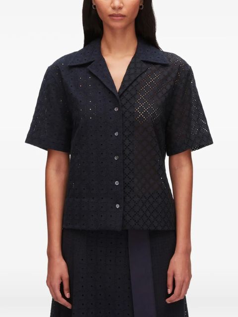 3.1 Phillip Lim openwork short-sleeved shirt - Blue