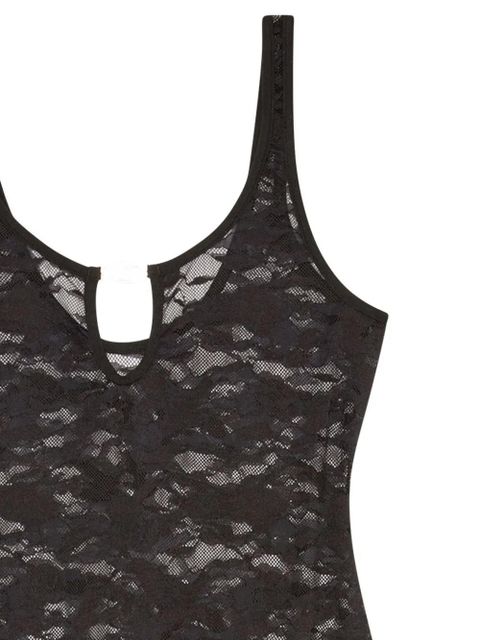 Diesel logo-plaque lace bodysuit - Black