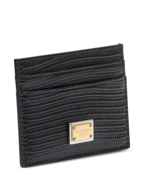 Dolce & Gabbana logo-plaque leather cardholder - Black
