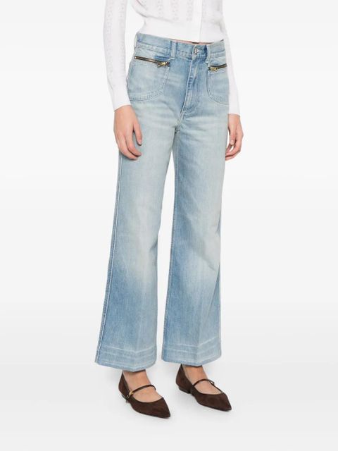 SANDRO zipped high-waisted straight-leg jeans - Blue