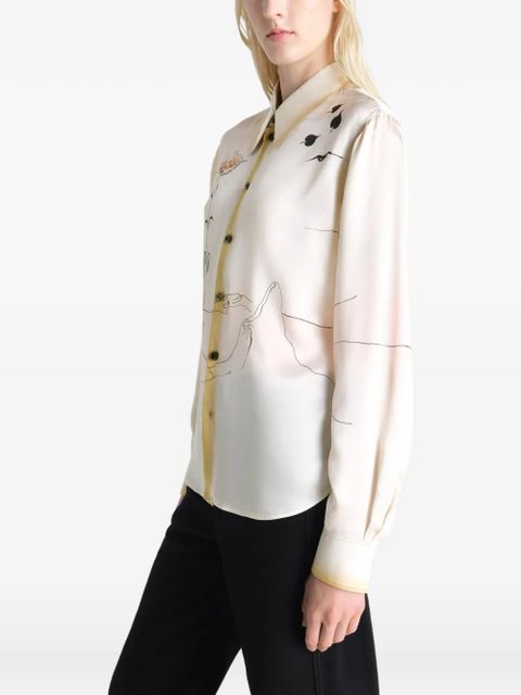 LEMAIRE pointed-collar landscape shirt - Neutrals