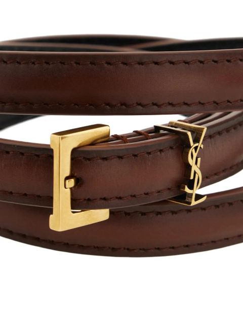 Saint Laurent Cassandre aged-effect leather buckle belt - Brown - zdjęcie produktu nr 2