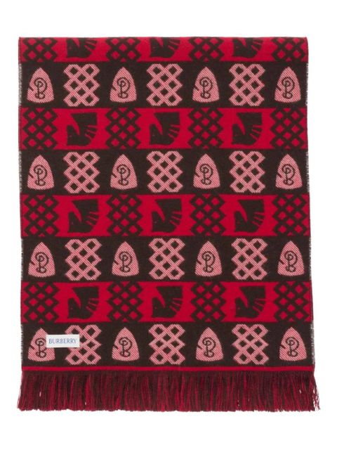 Burberry Fair Isle fringed wool scarf - Red - zdjęcie produktu nr 1
