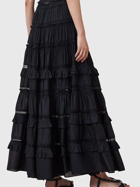 AllSaints spódnica TALIA kolor czarny maxi rozkloszowana W041RC