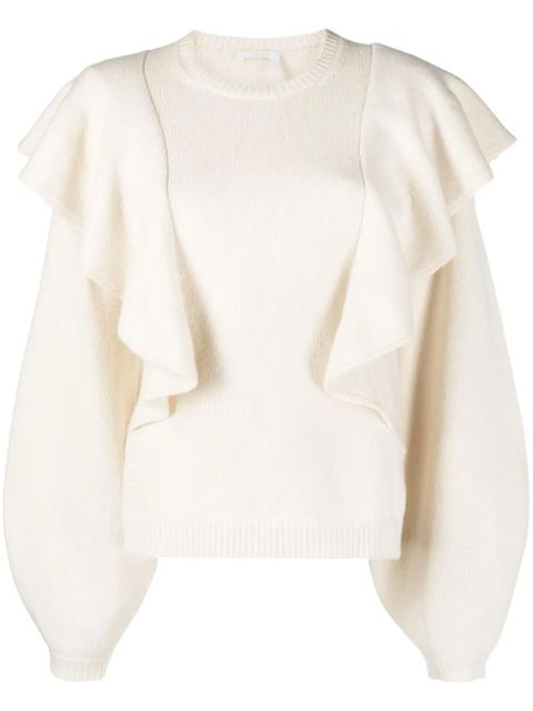 Chloé ruffle-detail jumper - Neutrals - zdjęcie produktu nr 1