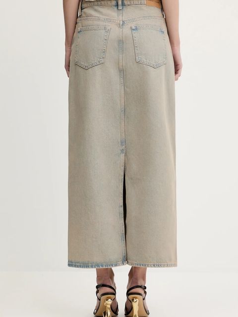 Samsoe Samsoe spódnica jeansowa Saelsie Long kolor beżowy maxi prosta F25100166
