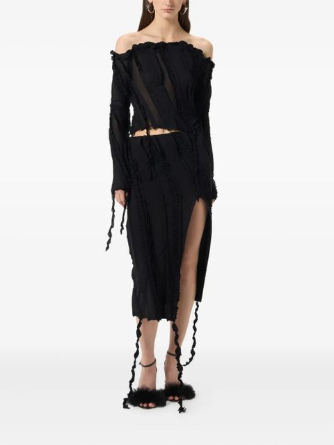 Blumarine off-shoulder ruffled top - Black - zdjęcie produktu nr 2