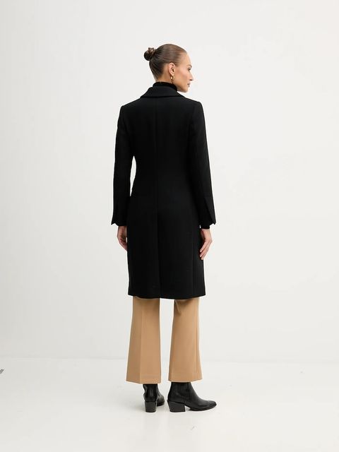 Sisley płaszcz wełniany kolor czarny przejściowy 2JJYLN04Z