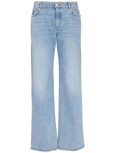 Balmain frayed-trim straight-leg jeans - Blue - zdjęcie produktu nr 1