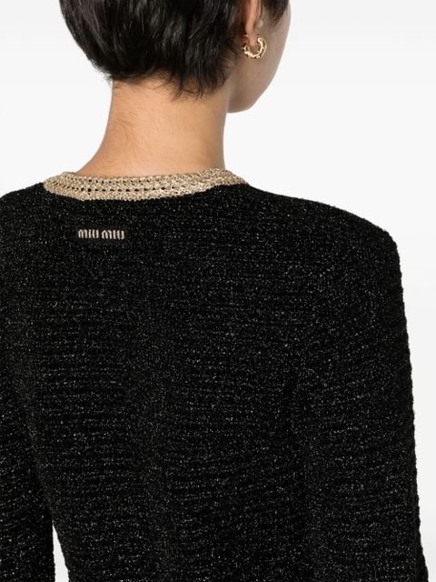 Miu Miu lamé crochet cardigan - Black