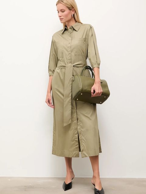 Answear.LAB sukienka bawełniana kolor zielony maxi prosta - zdjęcie produktu nr 1