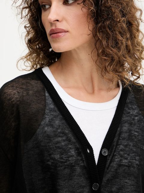 Patrizia Pepe kardigan wełniany damski kolor czarny lekki 8K0293 K034