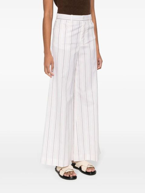 Marni logo-embroidered striped wide trousers - Neutrals