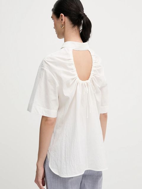 Sisley koszula bawełniana damska kolor biały regular z kołnierzykiem klasycznym 52EHLQ094