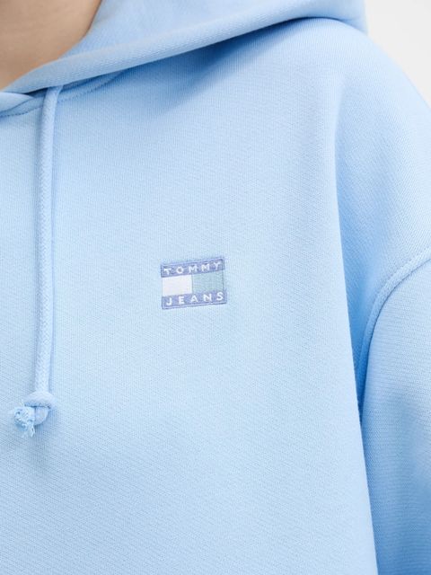 Tommy Jeans bluza bawełniana damska kolor niebieski z kapturem DW0DW19414