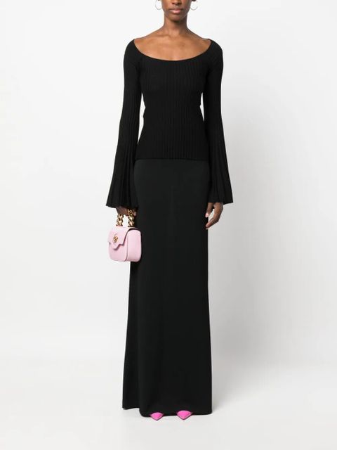 Blumarine fluted-sleeve knitted top - Black - zdjęcie produktu nr 2