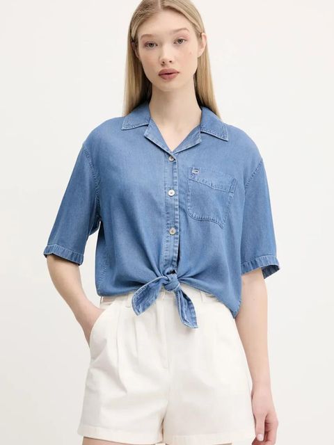 Tommy Jeans koszula damska kolor niebieski relaxed z kołnierzykiem klasycznym DW0DW20603 - zdjęcie produktu nr 1