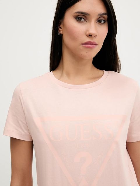 Guess t-shirt bawełniany ADELE damski kolor pomarańczowy V2YI07 K8HM0