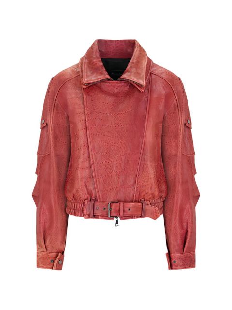 Alessandra Rich belted leather jacket - Red - zdjęcie produktu nr 1