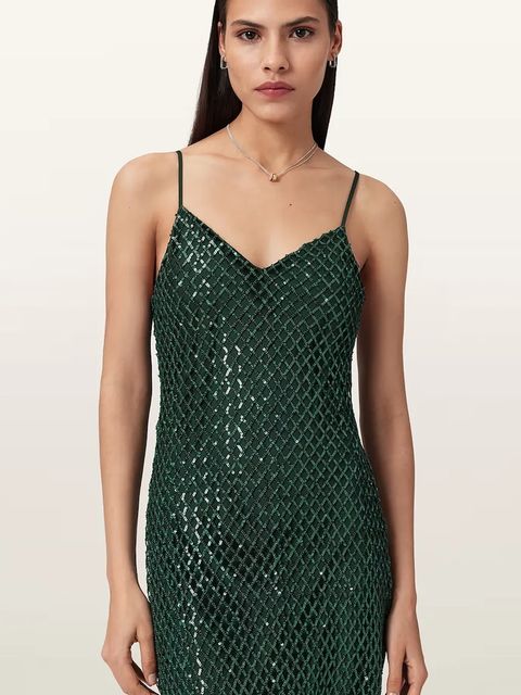 AllSaints sukienka CHANTELLE kolor zielony W062DB