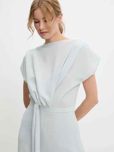 Answear.LAB kombinezon kolor niebieski z dekoltem okrągłym