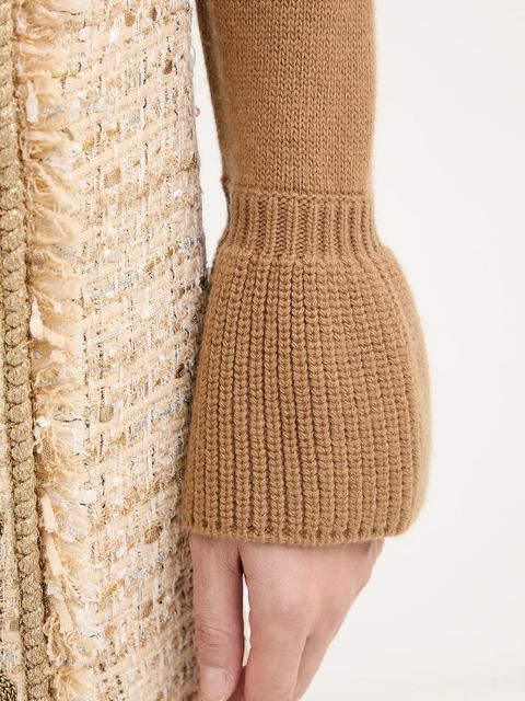 Luisa Spagnoli sweter wełniany damski kolor brązowy z golfem 100236