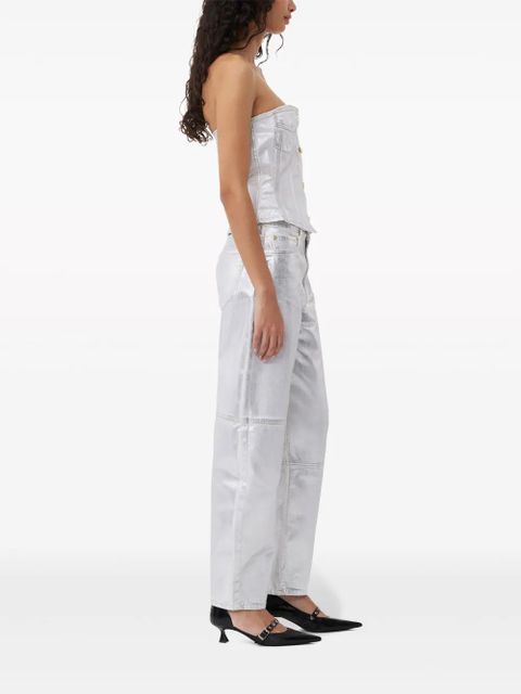 GANNI bow-detail slingback ballerina shoes - Black