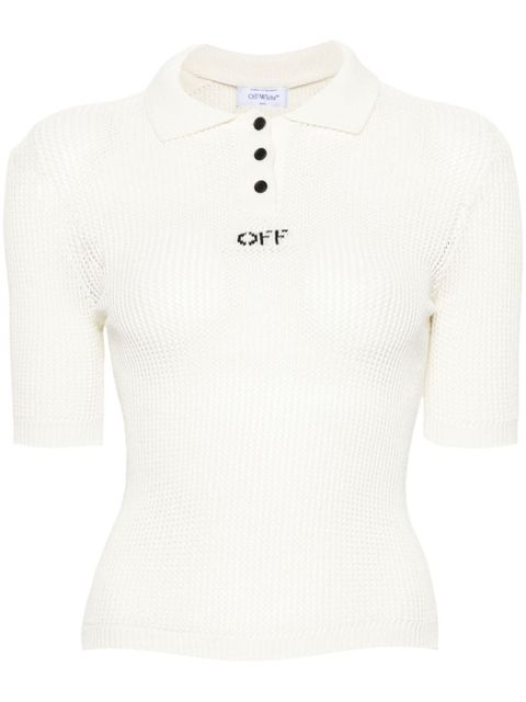Off-White logo-embroidered polo shirt - Neutrals