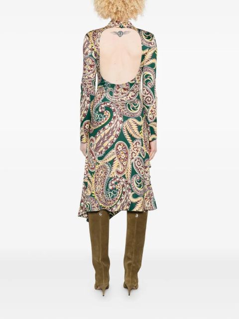ETRO paisley-print asymmetric midi dress - Green