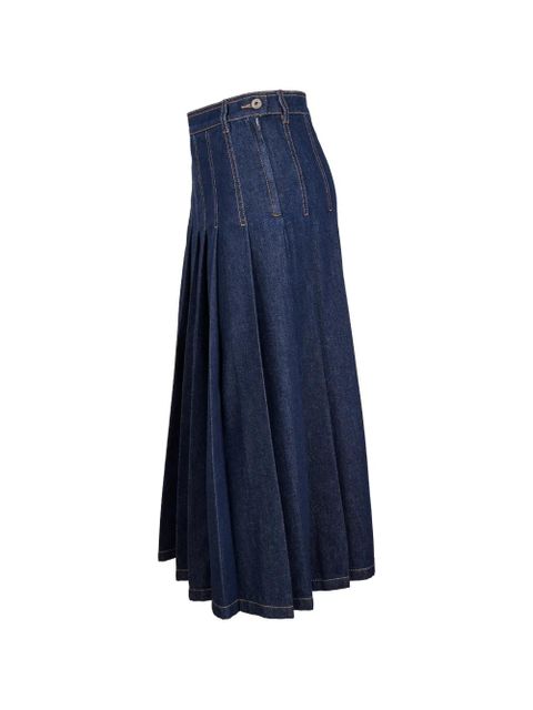 Weekend Max Mara pleated denim midi skirt - Blue