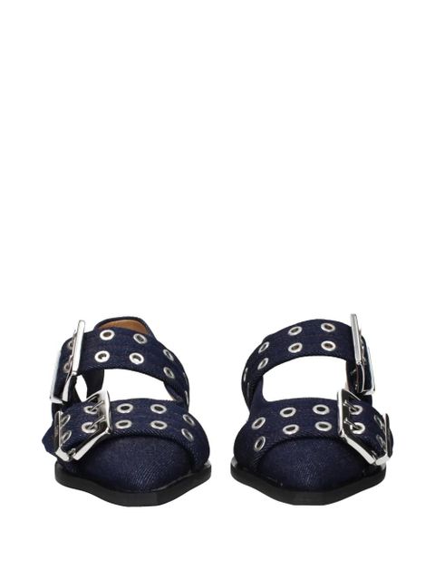 GANNI buckle-detail eyelet sandals - Blue