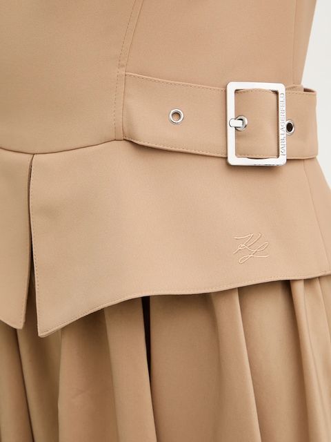 Karl Lagerfeld sukienka kolor beżowy midi rozkloszowana B1W13023