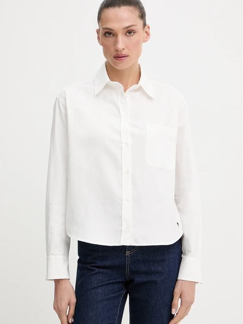 Weekend Max Mara koszula bawełniana NUORO damska kolor biały relaxed z kołnierzykiem klasycznym 2525116111600 - zdjęcie produktu nr 1