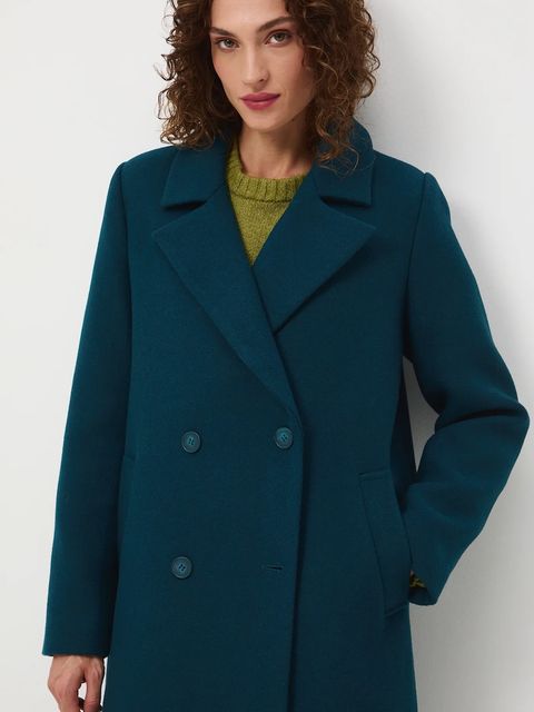 Medicine płaszcz z domieszką wełny damski kolor zielony - zdjęcie produktu nr 2