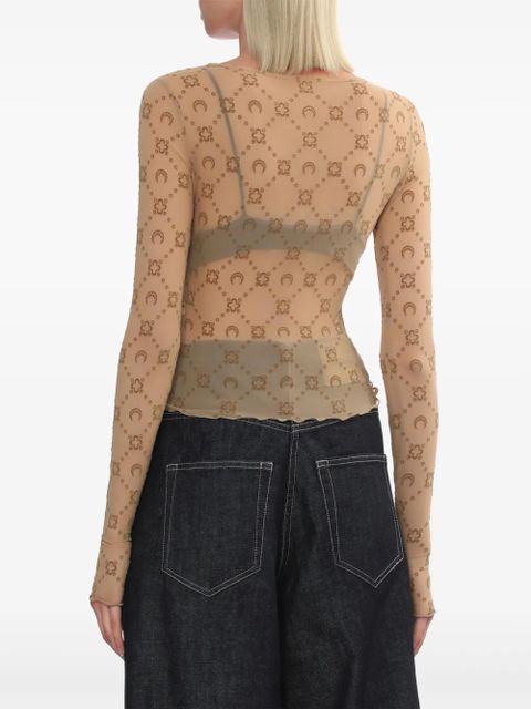 Marine Serre monogram crewneck top - Neutrals