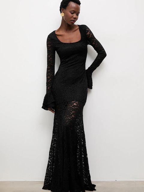 Answear.LAB sukienka kolor czarny maxi rozkloszowana