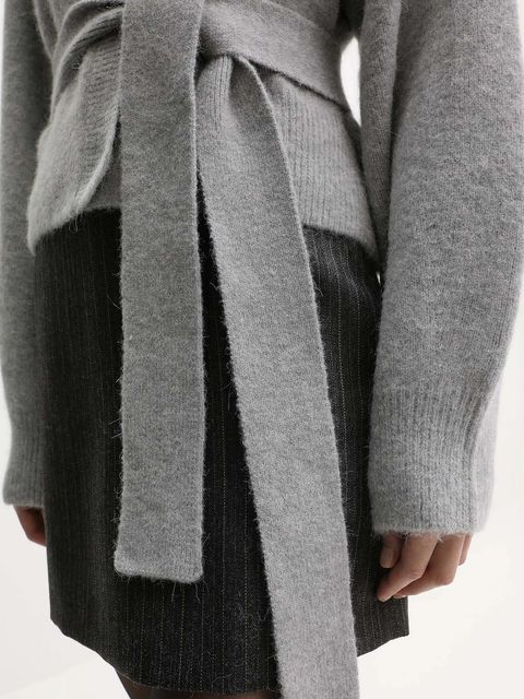 Rotate kardigan z dodatkiem wełny kolor szary ciepły 114736039 - zdjęcie produktu nr 2