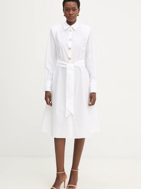 Karl Lagerfeld sukienka bawełniana kolor biały midi oversize B1W13026 - zdjęcie produktu nr 1