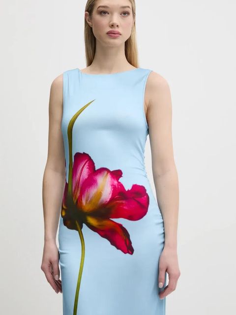 Desigual sukienka REIMS kolor niebieski maxi dopasowana 25SWVW07