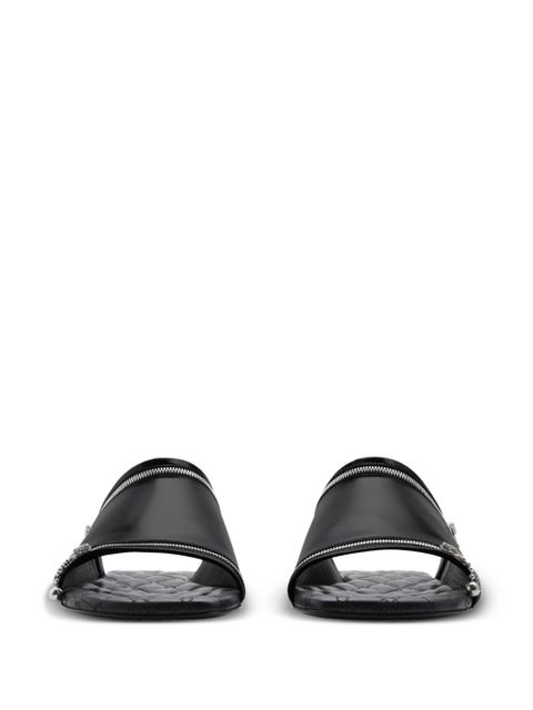 Burberry decorative-zip flat leather sandals - Black - zdjęcie produktu nr 2