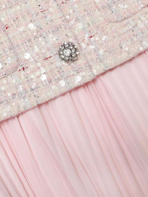 Self-Portrait embellished pleated midi dress - Pink