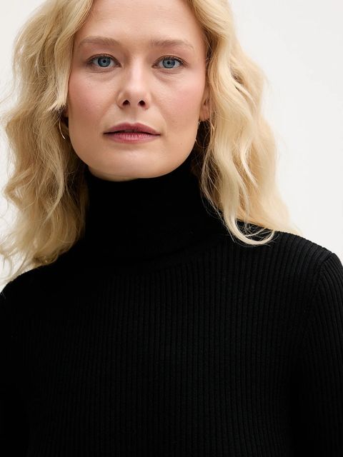 Aniye By sweter damski kolor czarny lekki z golfem 181051