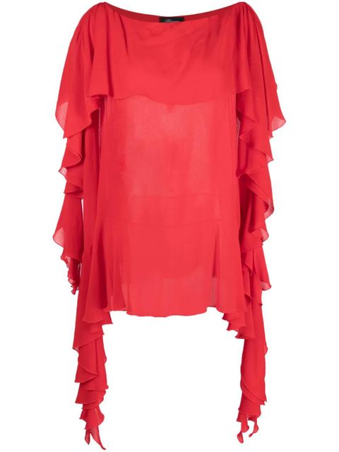 Blumarine draped semi-sheer blouse - Red - zdjęcie produktu nr 1