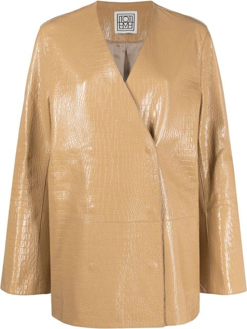 TOTEME crocodile-embossed single-breasted blazer - Neutrals