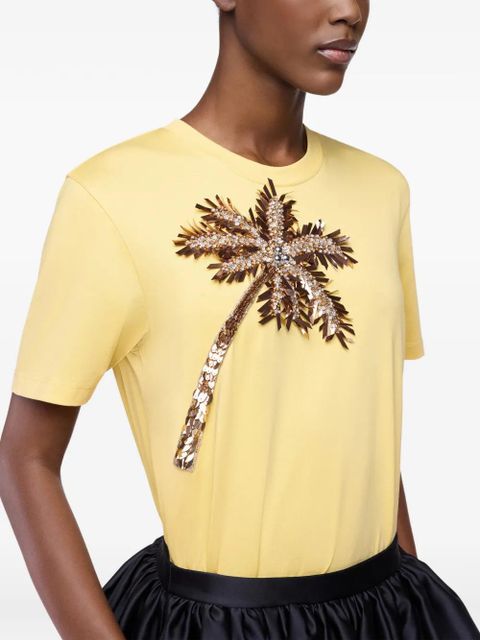 Rabanne palm-tree-embroidered T-shirt - Yellow